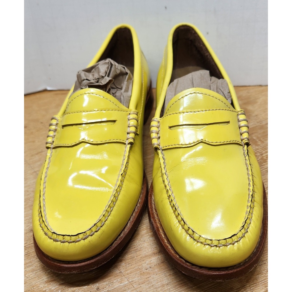 GH Bass Weejuns Womens Yellow Patent Leather Penny Loafers 6.5 M 22491
